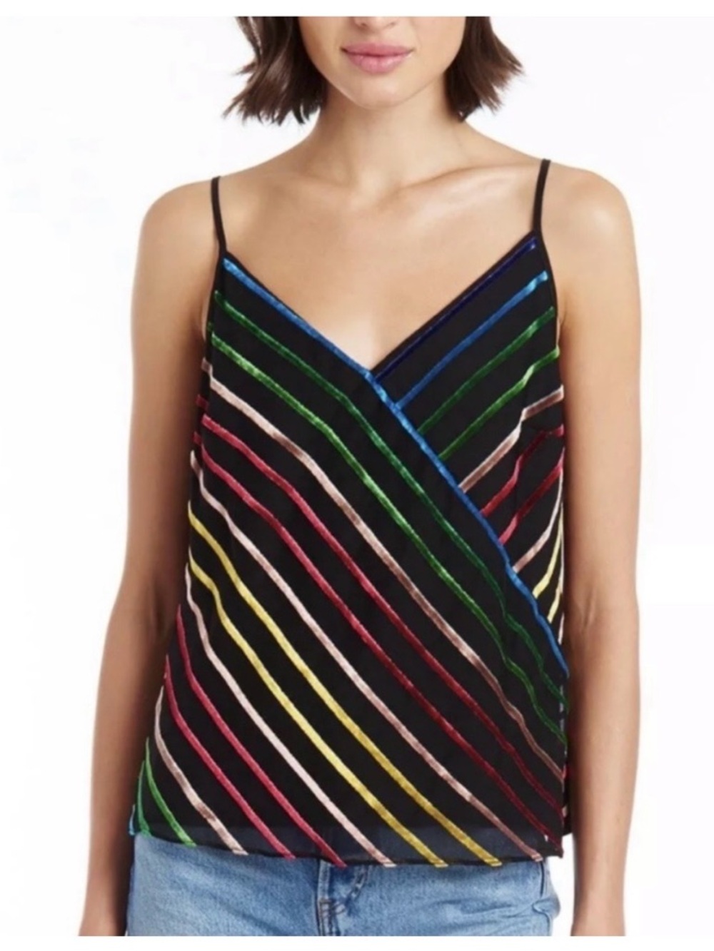 AMANDA UPRICHARD Mattie Velvet Rainbow Tank/Top Small
